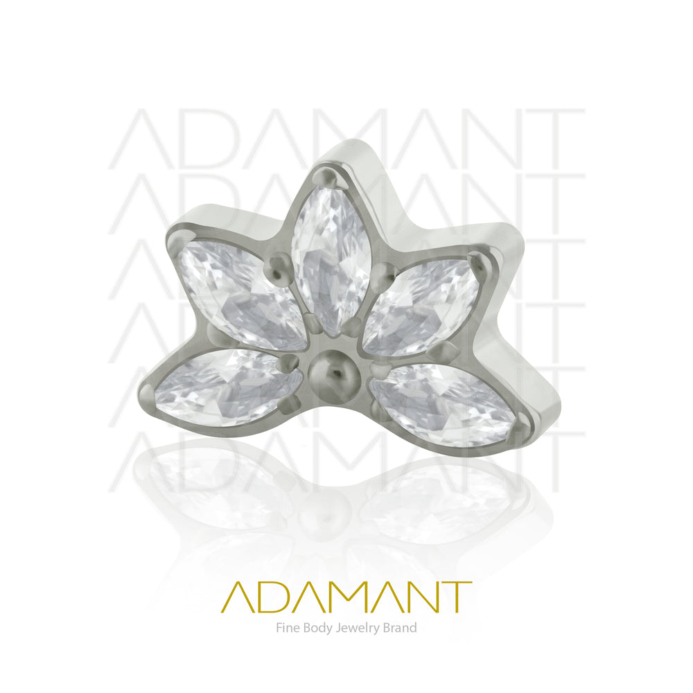18g - 16g, Titanio Accesorio Rosca, 0.9mm Patrón de rosca, Fan leaf, Prong Set, Cubic Zirconia.