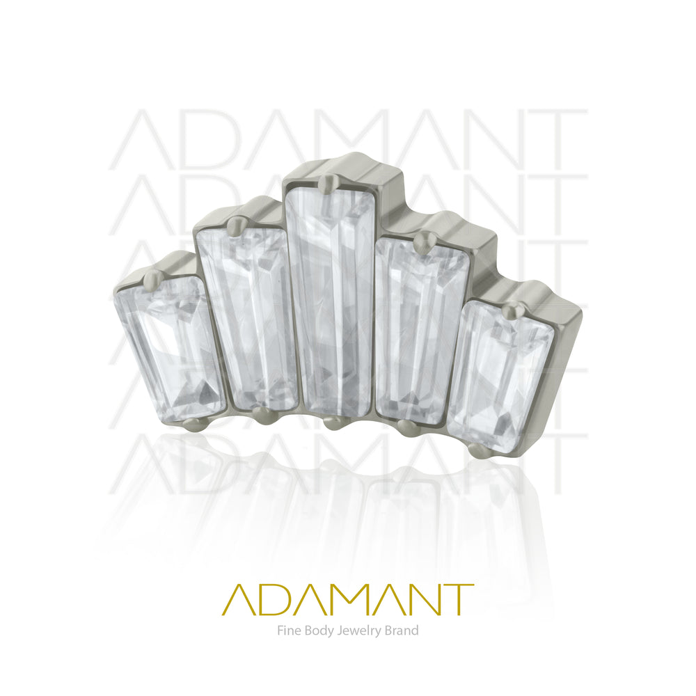 18g - 16g, Titanio Accesorio Rosca, 0.9mm Patrón de rosca, Five baguette, Prong Set, Cubic Zirconia.