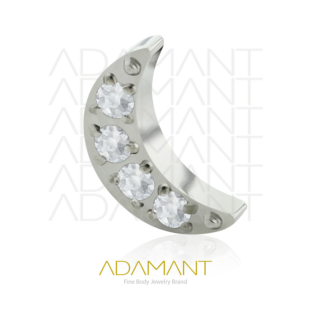 18g - 16g, Titanio Accesorio Rosca, 0.9mm Patrón de rosca, Luna Prong Set, Cubic Zirconia.