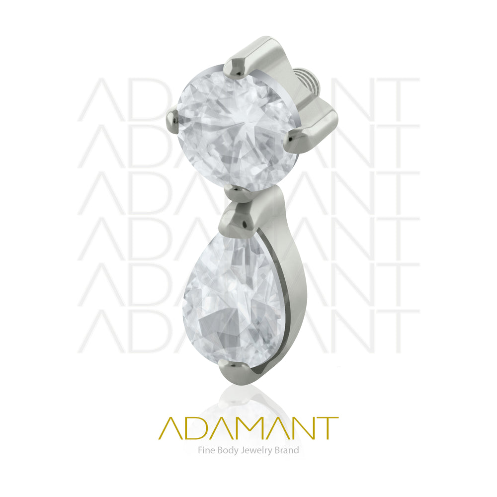 18g - 16g, Titanio Accesorio Rosca, 0.9mm Patrón de rosca, Round Teardrop, Prong Set, Cubic Zirconia.