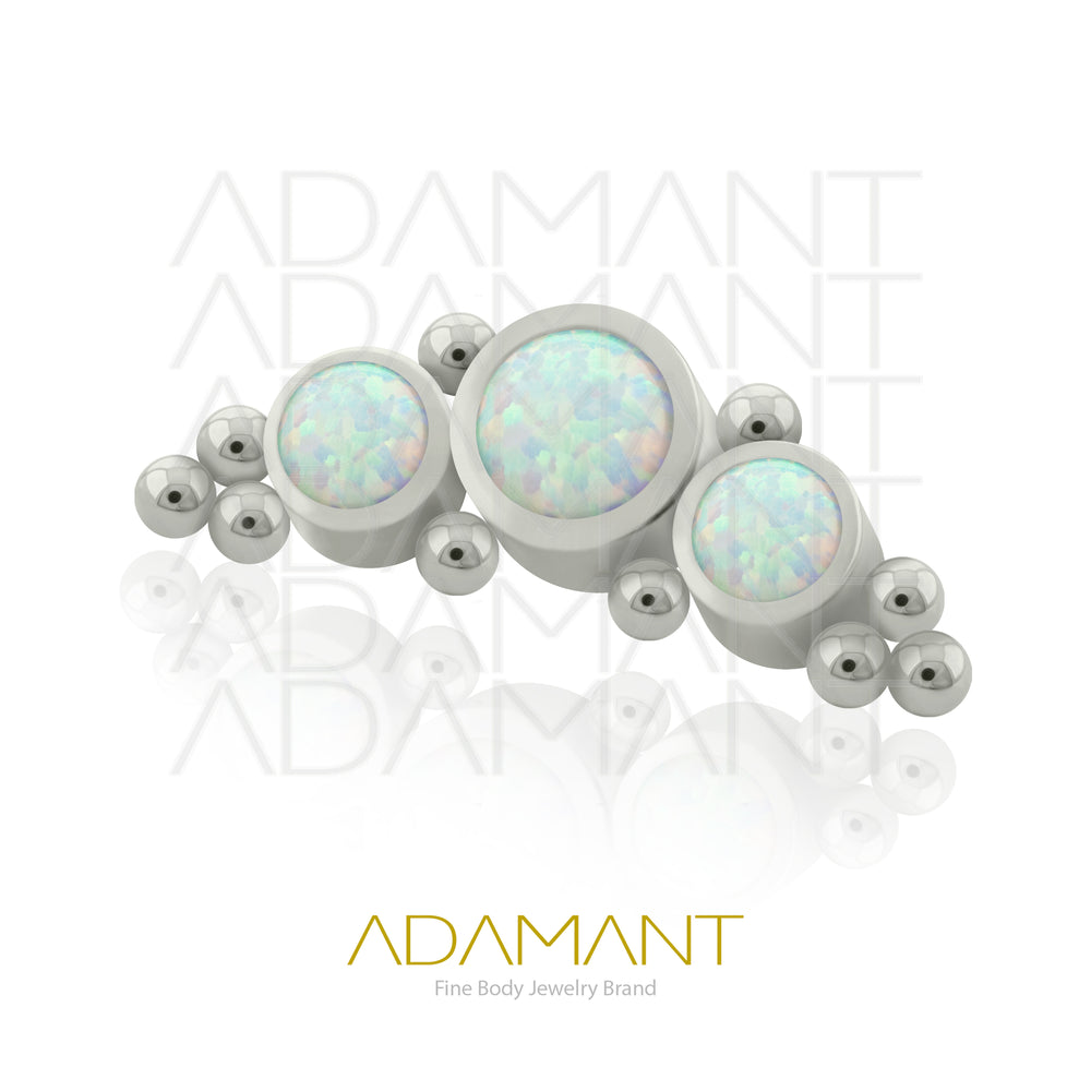 18g - 16g, Titanio Accesorio Rosca, 0.9mm Patrón de rosca, Solstice, Bezel Set, Opal.