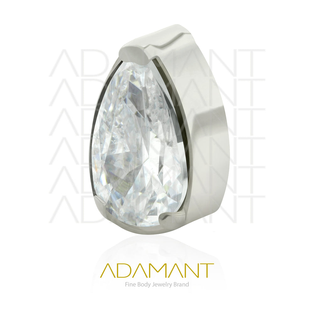18g - 16g, Titanio Accesorio Rosca, 0.9mm Patrón de rosca, Teardrop Prong Set 3, Cubic Zirconia.