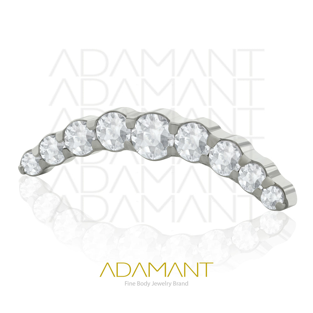 18g - 16g, Titanio Accesorio Rosca, 0.9mm Patrón de rosca, 9 gems cluster, Prong Set, Cubic Zirconia.