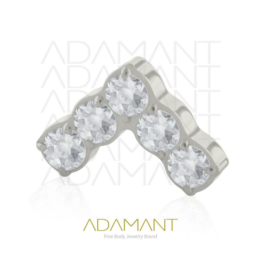 18g - 16g, Titanio Accesorio Rosca, 0.9mm Patrón de rosca, Forma de V, Prong Set, Cubic Zirconia.
