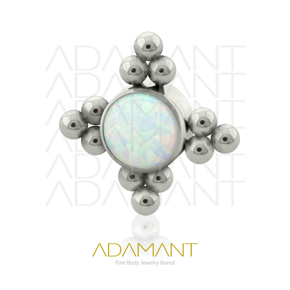 18g - 16g, Titanio Accesorio Rosca, 0.9mm Patrón de rosca, Four TRI, Bezel Set, Opal.
