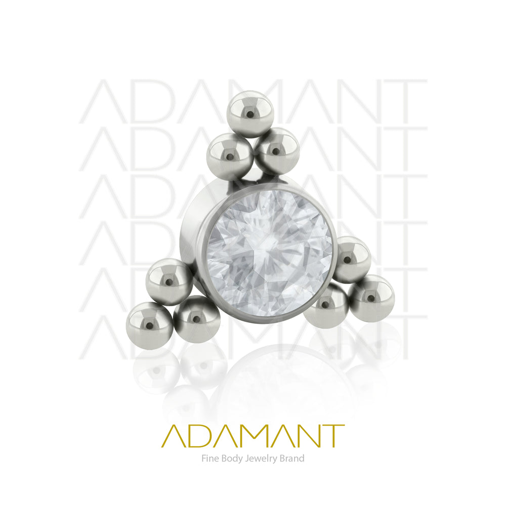 18g - 16g, Titanio Accesorio Rosca, 0.9mm Patrón de rosca, Triple TRI, Bezel Set, Cubic Zirconia.