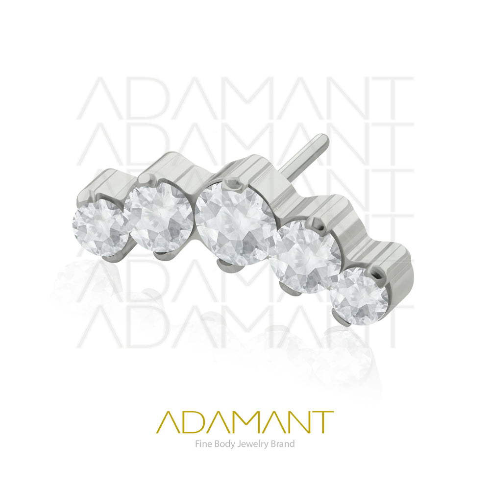 20g-18g-16g-14g Titanio Accesorios Sin Rosca, Five Curved, Prong set, Cubic Zirconia.