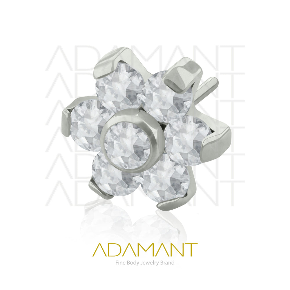20g-18g-16g-14g Titanio Accesorios Sin Rosca, Flor, Prong set, Cubic Zirconia.