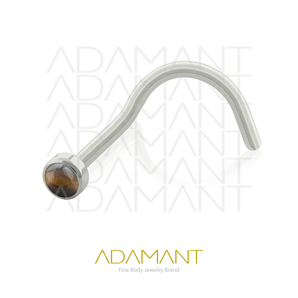 20g, Titanio Nostril, Nostril Curvo, Bezel Set, Natural Stone