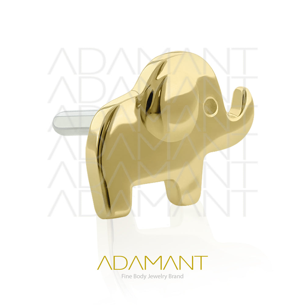 25g, Oro Solido 14k Accesorio Sin Rosca, 4.8mm Tamaño del Pin, Elefante