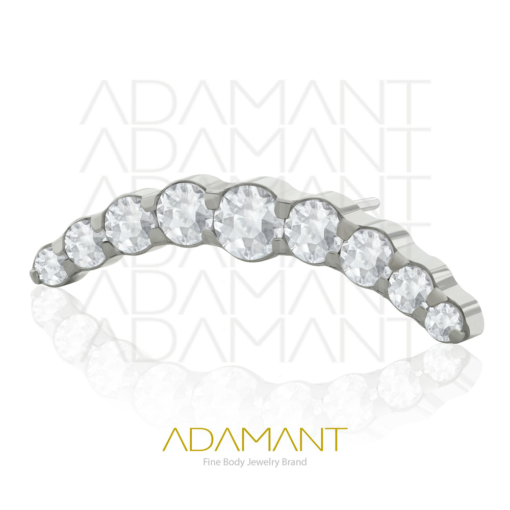 20g-18g-16g-14g Titanio Accesorios Sin Rosca, 9 Curved Cluster, Prong set, Cubic Zirconia.
