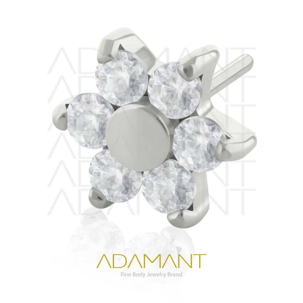 20g-18g-16g-14g Titanio Accesorios Sin Rosca, Flor, Prong set, Cubic Zirconia con Centro plano.
