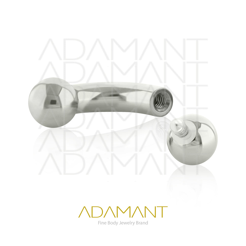 0g, Titanio banana con Bola, Rosca Interna, 1.2mm Patrón de rosca, Curved Barbell con Bola