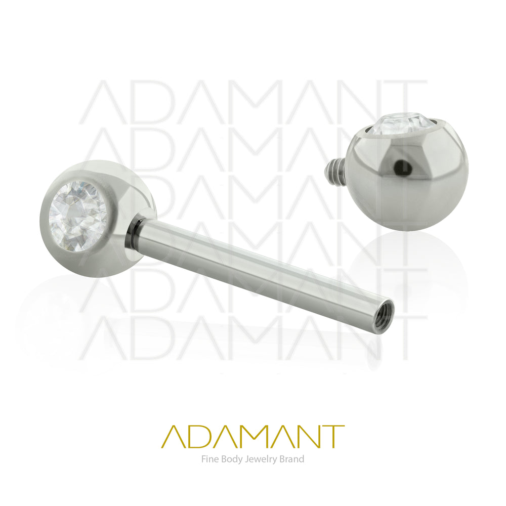 14g, Titanio Nipple, Rosca Interna, 1.2mm Patrón de rosca, Pezonera con Bola Bezel Set, Cubic Zirconia.