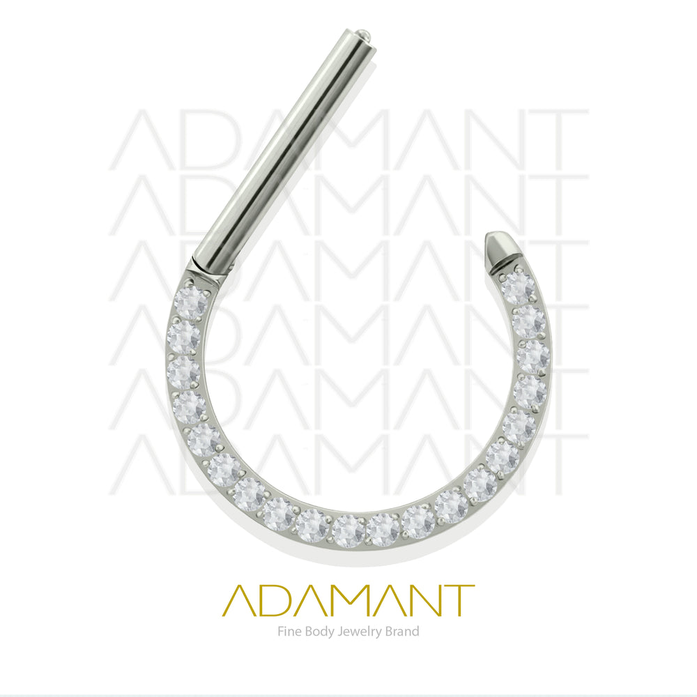 14g, Titanio Nipple Front Multijewelry, Clicker con bisagra, Pezonera D Shaped Front Multijewelry, Prong set, Cubic Zirconia.