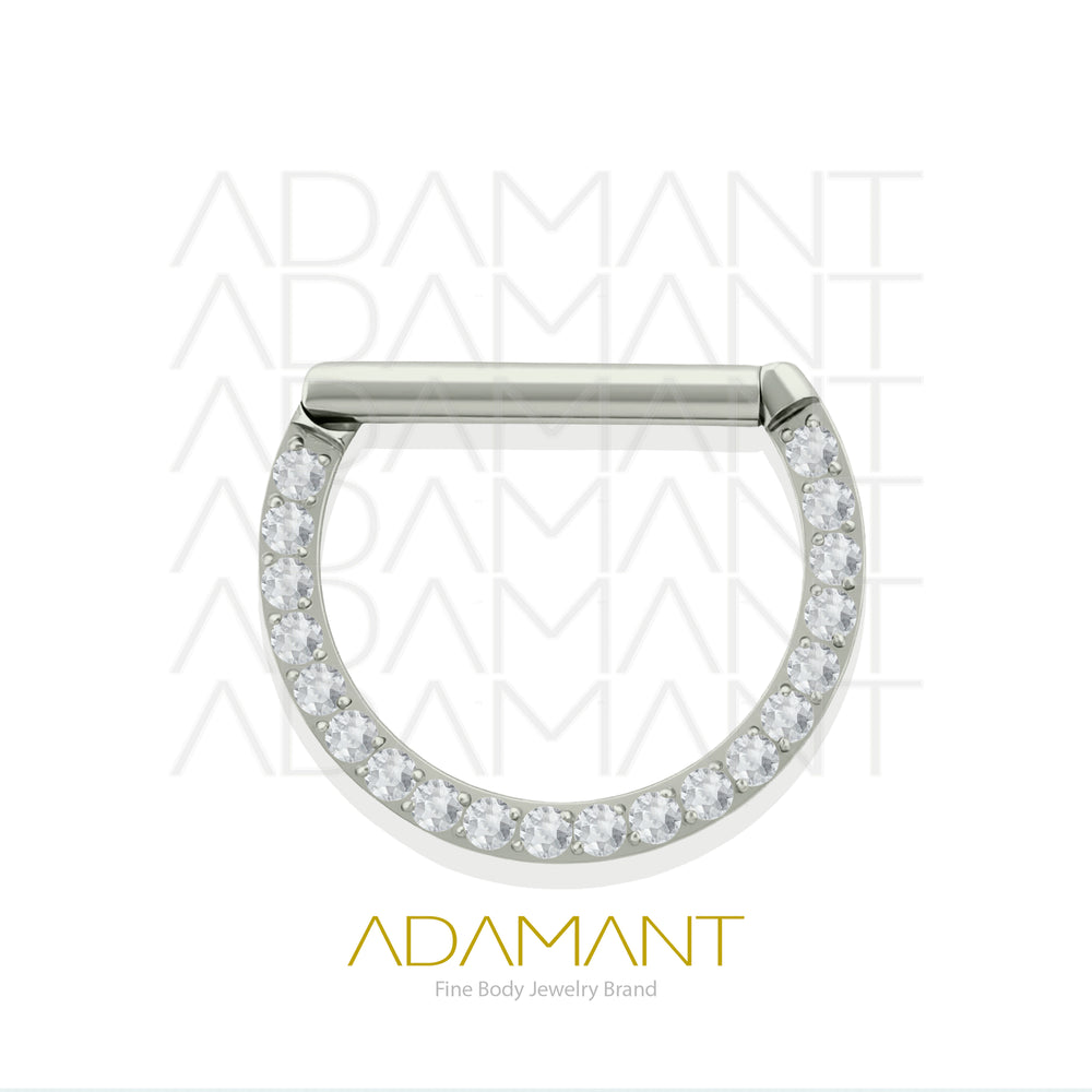 14g, Titanio Nipple Front Multijewelry, Clicker con bisagra, Pezonera D Shaped Front Multijewelry, Prong set, Cubic Zirconia.