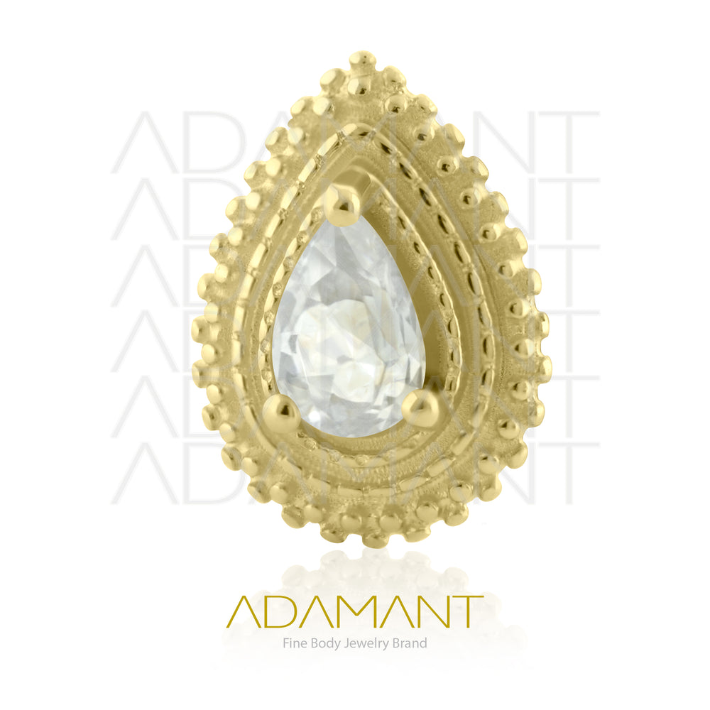 25g, Oro Solido 14k Accesorio Sin Rosca, 4.8mm Tamaño del Pin, Aura Glow, Prong set, Cubic Zirconia