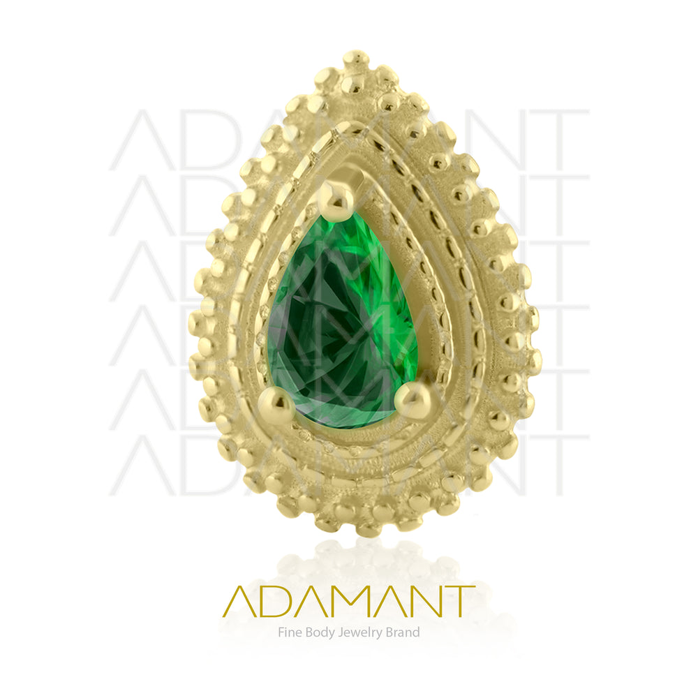 25g, Oro Solido 14k Accesorio Sin Rosca, 4.8mm Tamaño del Pin, Aura Glow, Prong set, Cubic Zirconia