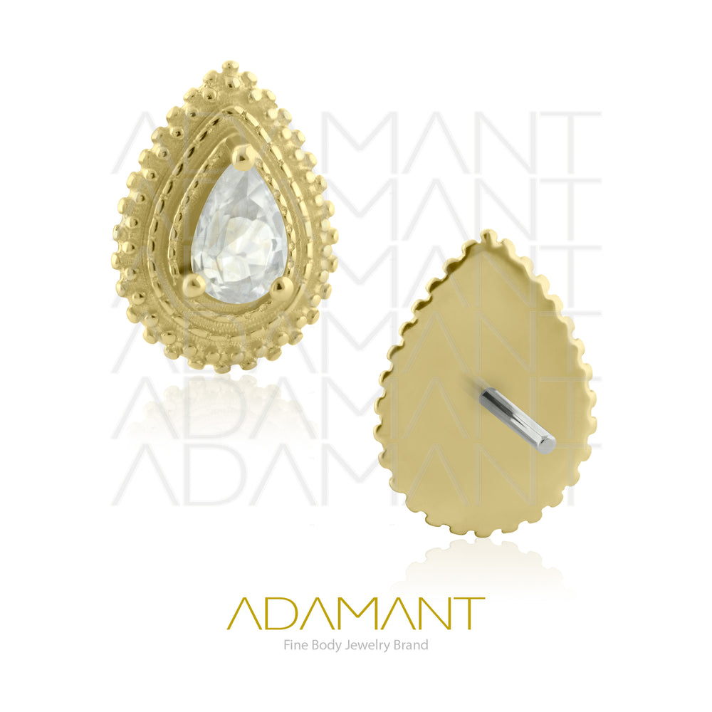 25g, Oro Solido 14k Accesorio Sin Rosca, 4.8mm Tamaño del Pin, Aura Glow, Prong set, Cubic Zirconia