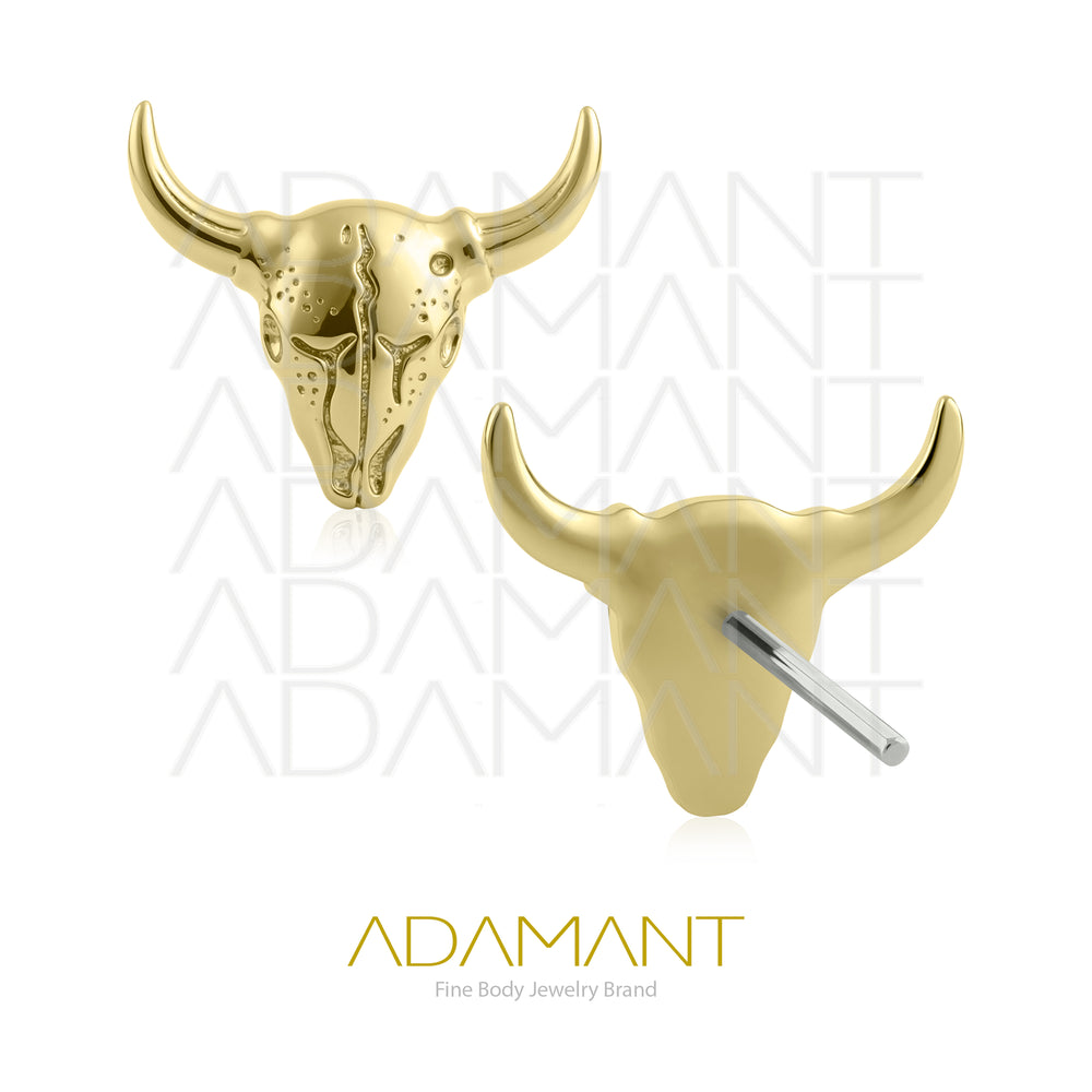 25g, Oro Solido 14k Accesorio Sin Rosca, 4.8mm Tamaño del Pin, Bullskull.