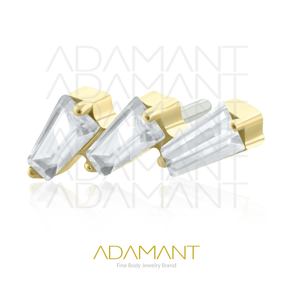 25g, Oro Solido 14k Accesorio Sin Rosca, 4.8mm Tamaño del Pin, Cascade Prong Set, Cubic Zirconia.