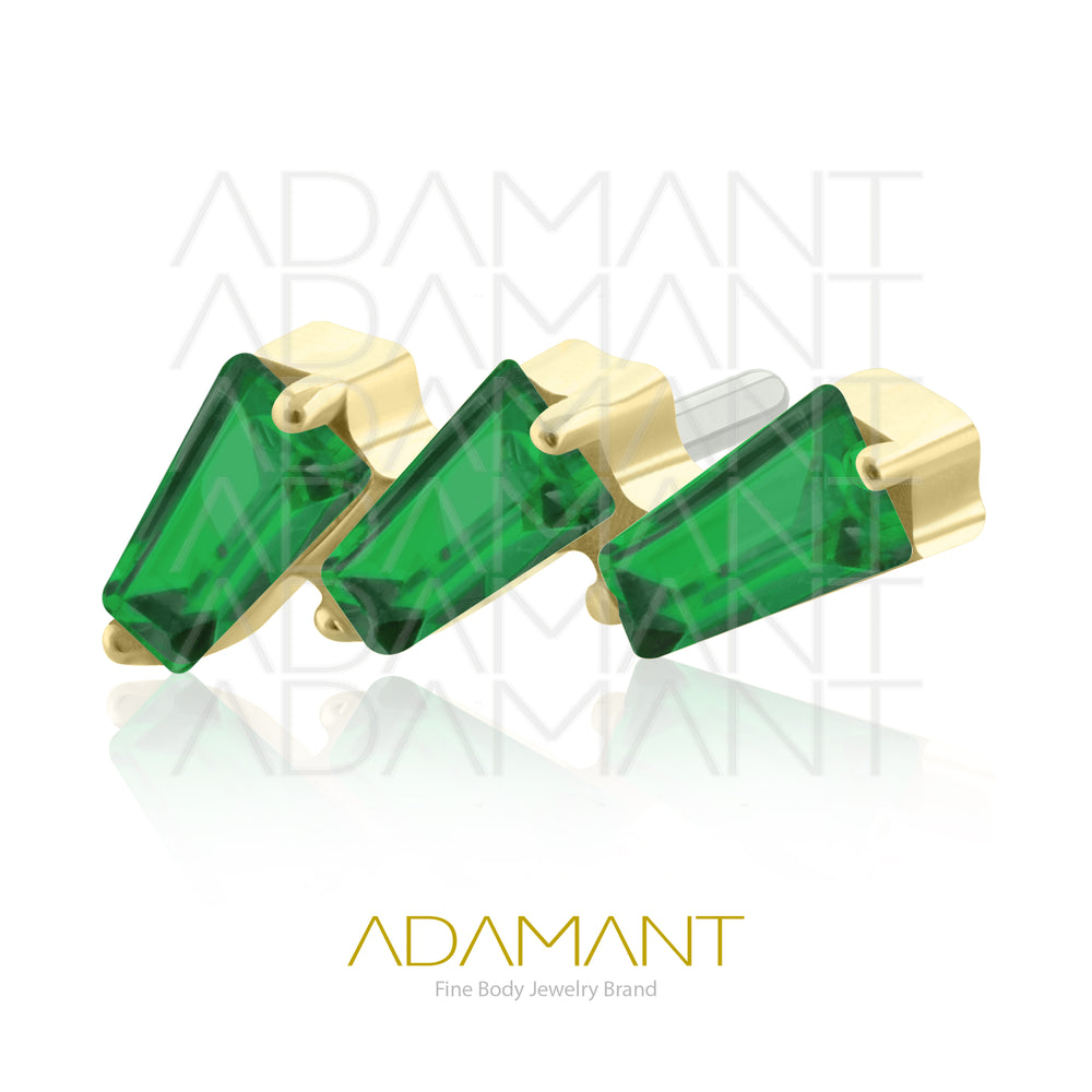 25g, Oro Solido 14k Accesorio Sin Rosca, 4.8mm Tamaño del Pin, Cascade Prong Set, Cubic Zirconia.