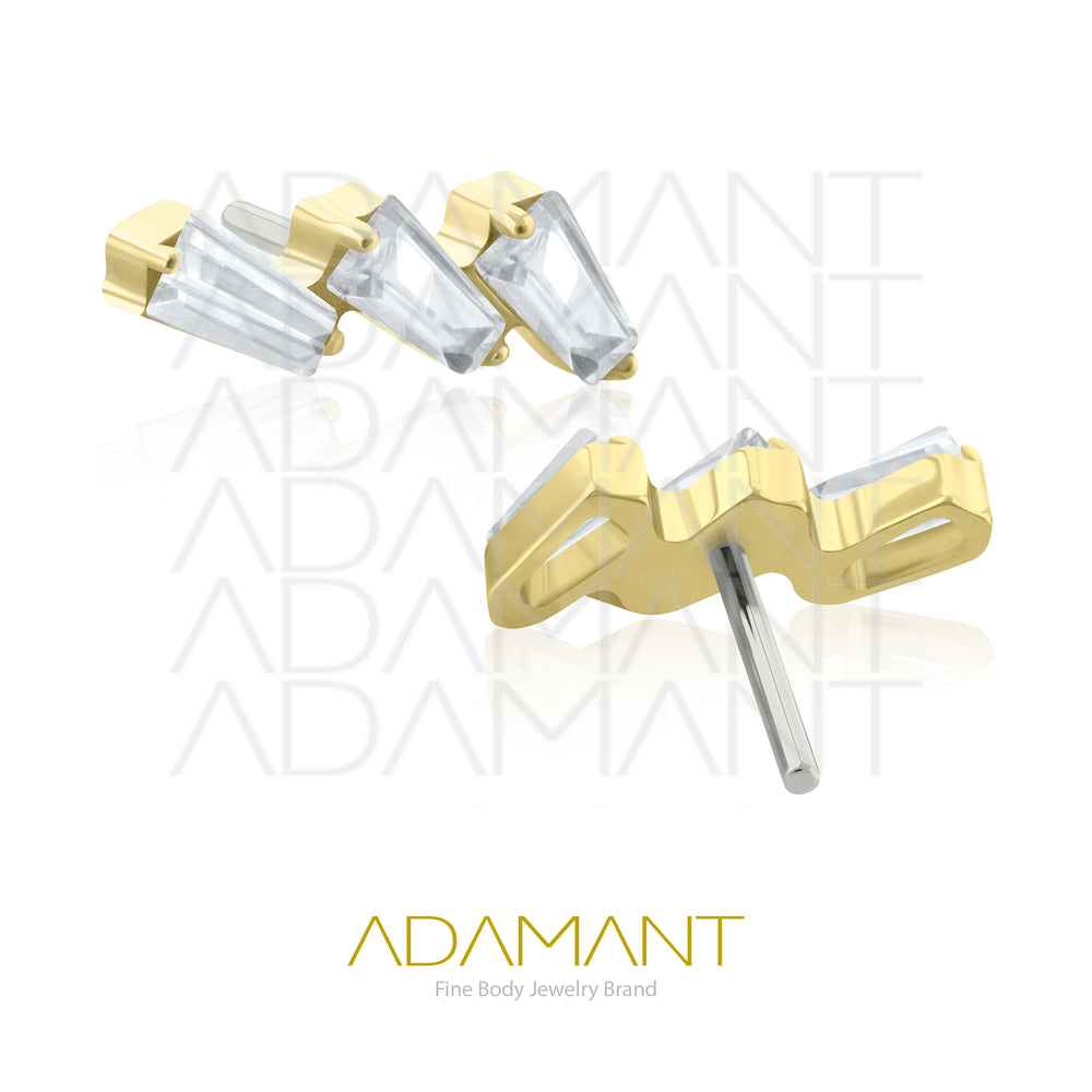 25g, Oro Solido 14k Accesorio Sin Rosca, 4.8mm Tamaño del Pin, Cascade Prong Set, Cubic Zirconia.