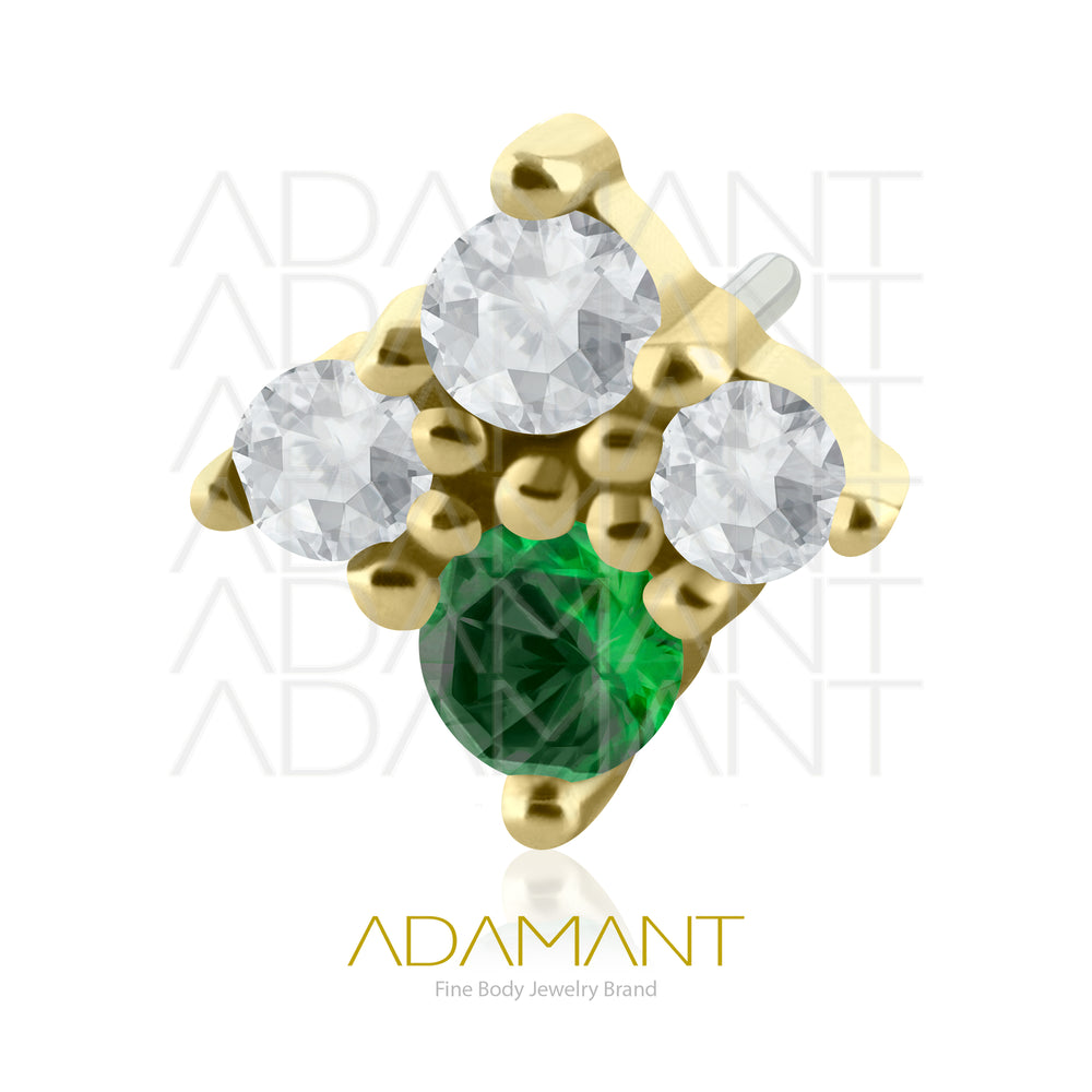 25g, Oro Solido 14k Accesorio Sin Rosca, 4.8mm Tamaño del Pin, Eternal Shine Prong Set, Cubic Zirconia