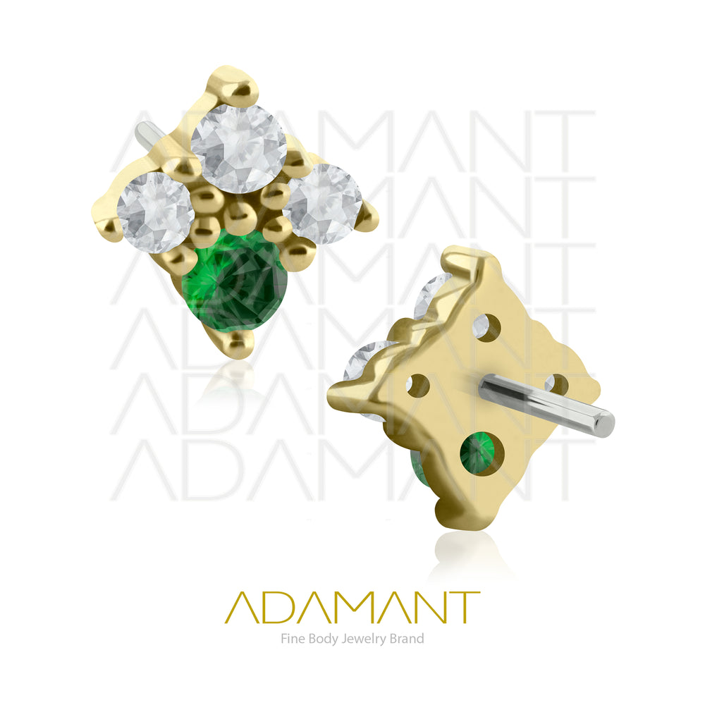 25g, Oro Solido 14k Accesorio Sin Rosca, 4.8mm Tamaño del Pin, Eternal Shine Prong Set, Cubic Zirconia