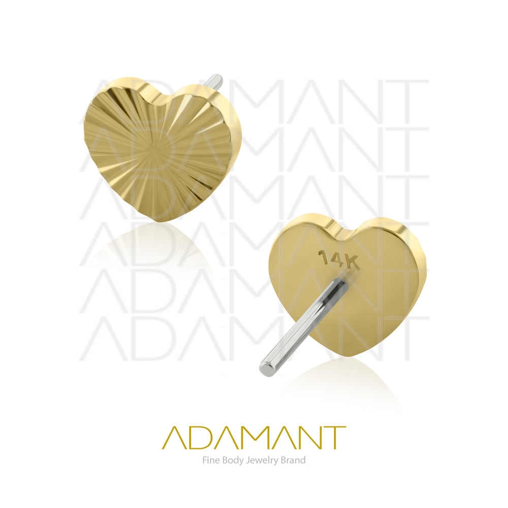 25g, Oro Solido 14k Accesorio Sin Rosca, 4.8mm Tamaño del Pin, Corazón Stripes