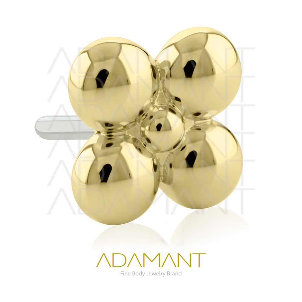 25g, Oro Solido 14k Accesorio Sin Rosca, 4.8mm Tamaño del Pin,  Four Beads.