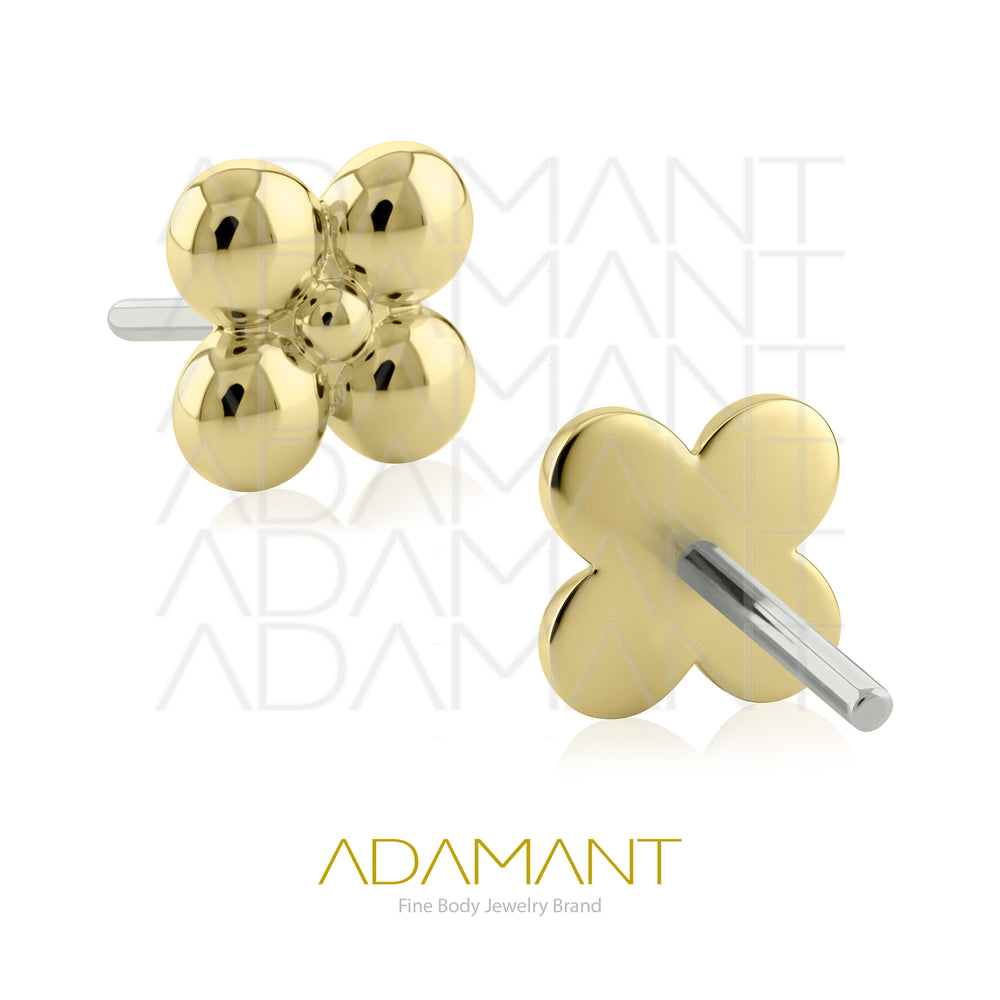25g, Oro Solido 14k Accesorio Sin Rosca, 4.8mm Tamaño del Pin,  Four Beads.