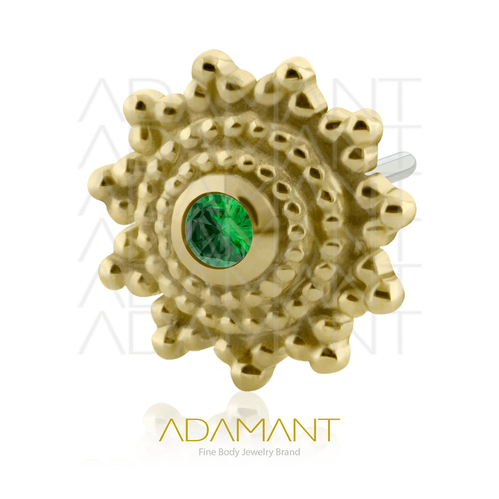 25g, Oro Solido 14k Accesorio Sin Rosca, 4.8mm Tamaño del Pin, Solar Bloom, Prong set, Cubic Zirconia
