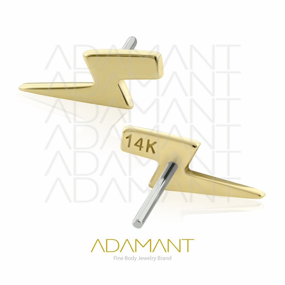 25g, Oro Solido 14k Accesorio Sin Rosca, 4.8mm Tamaño del Pin, Trueno