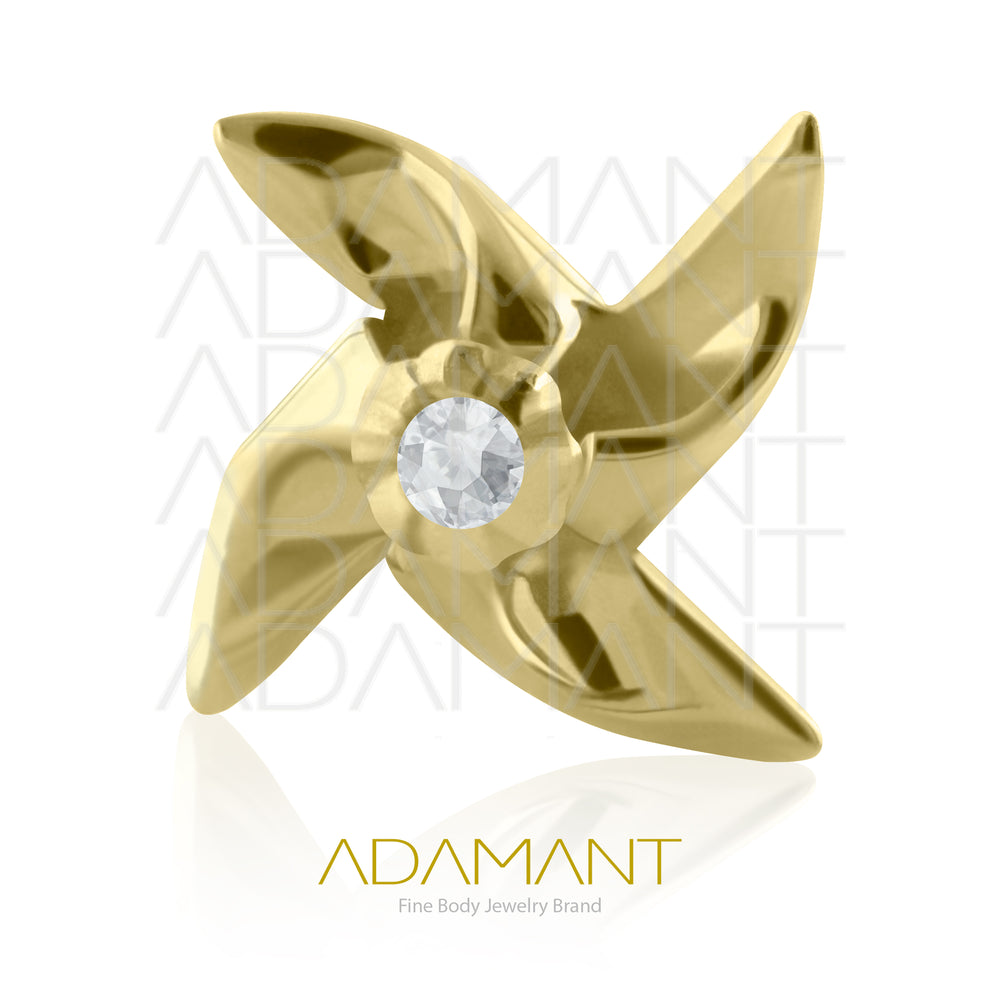 25g, Oro Solido 14k Accesorio Sin Rosca, 4.8mm Tamaño del Pin, Twist, Prong Set, Cubic Zirconia