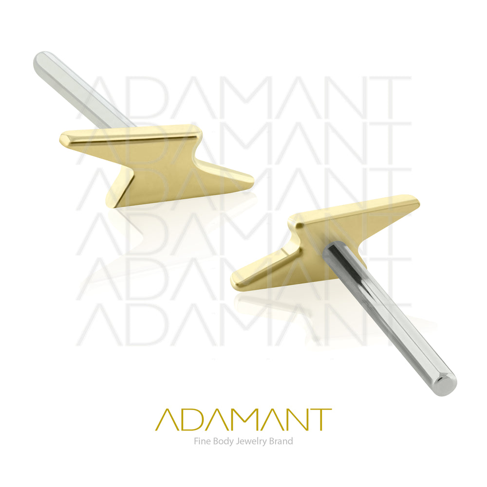 25g, Oro Solido 14k Accesorio Sin Rosca, 4.8mm Tamaño del Pin, MiniTrueno