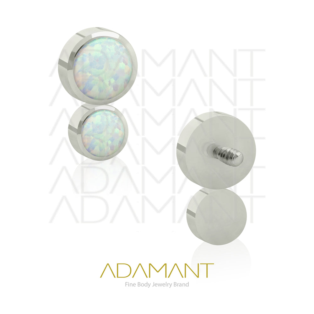 14g, Titanio Accesorio Rosca, 1.2mm Patrón de rosca, Doble Cluster, Bezel Set, Opal
