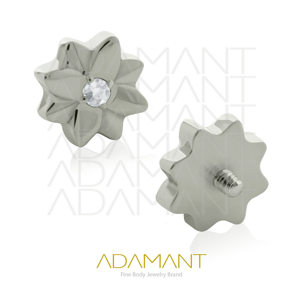14g, Titanio Accesorio Rosca, 1.2mm Patrón de rosca, Imperial Flower, Prong Set, Cubic Zirconia