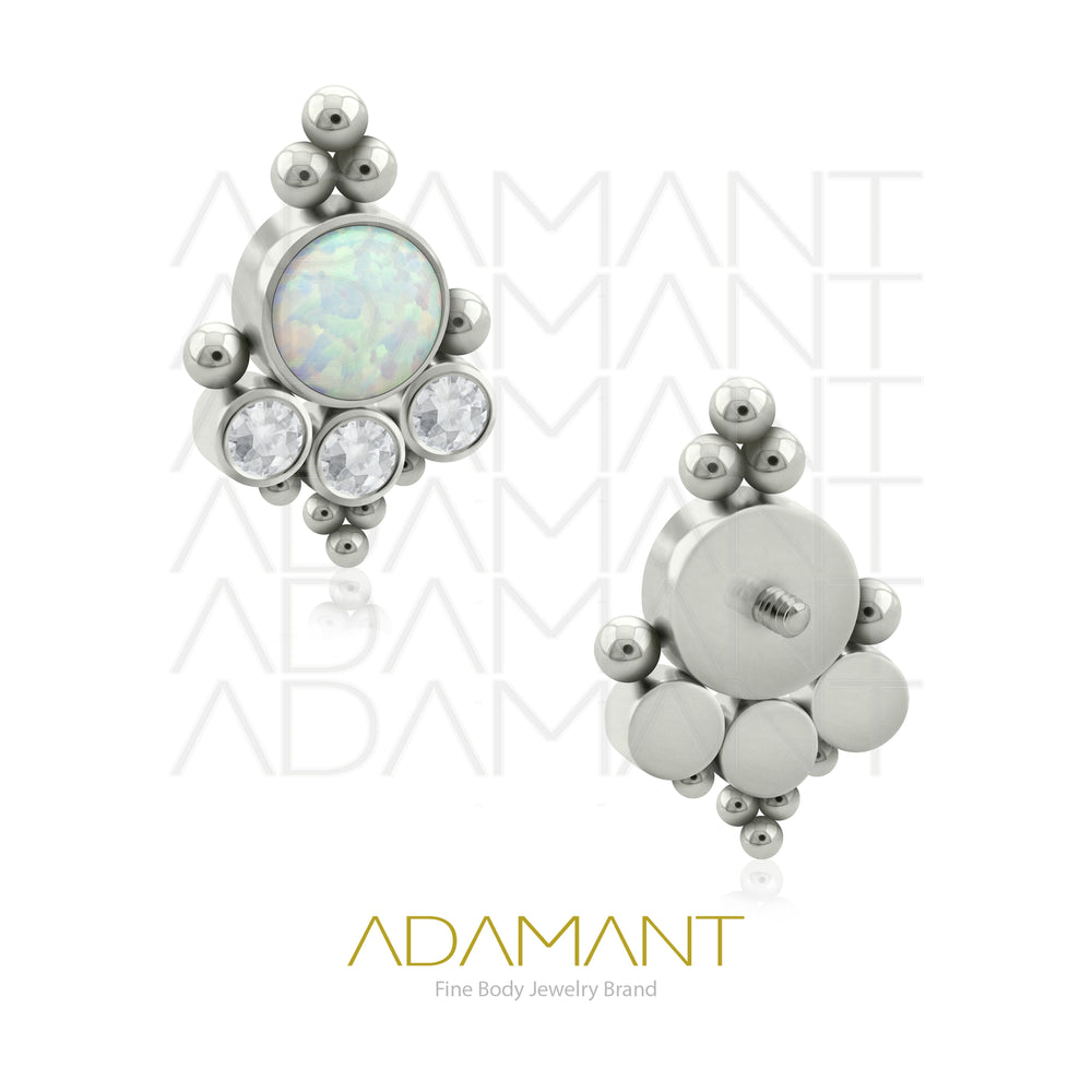 14g, Titanio Accesorio Rosca, 1.2mm Patrón de rosca, Majestic, Bezel Set, Opal y Cubic Zirconia