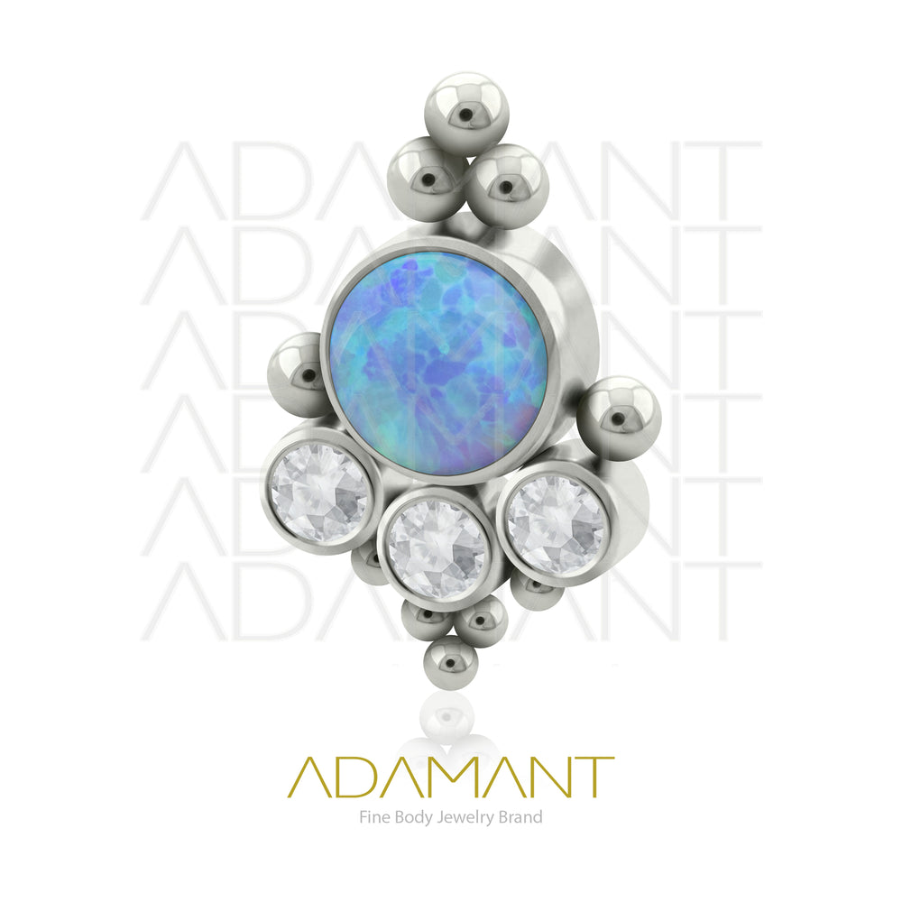 14g, Titanio Accesorio Rosca, 1.2mm Patrón de rosca, Majestic, Bezel Set, Opal y Cubic Zirconia