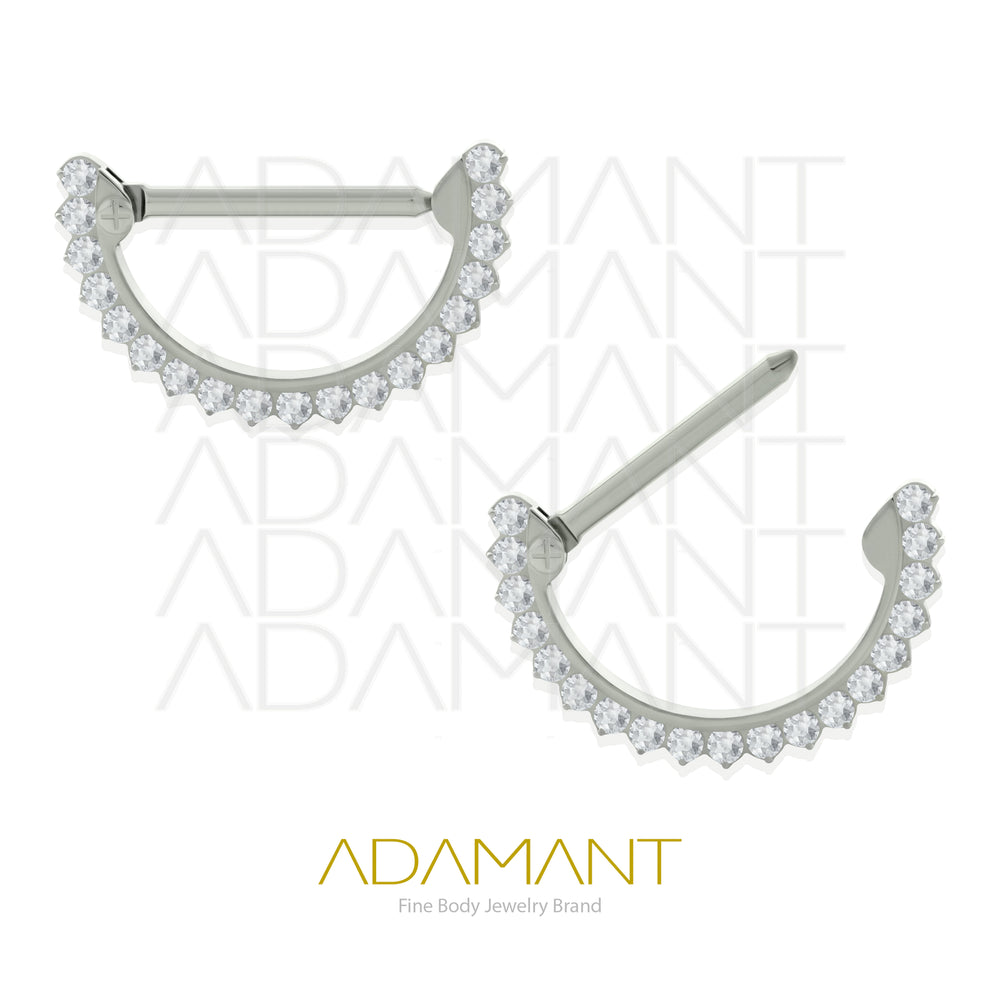 14g, Titanio Nipple Front Multijewelry, Rosca Externa, 1.6mm Patrón de rosca, Pezonera Front Multijoya Prong Set, Cubic Zirconia.