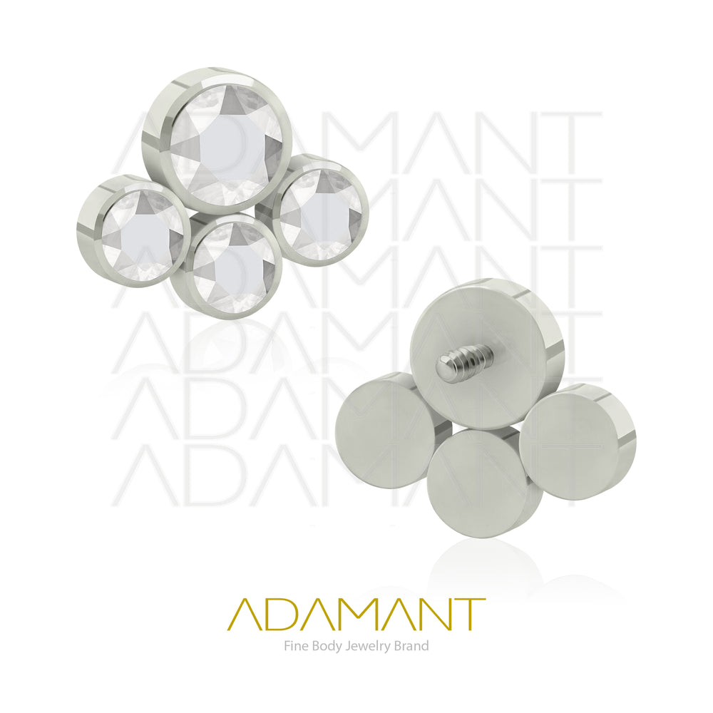 14g, Titanio Accesorio Rosca, 1.2mm Patrón de rosca, Paw, Bezel Set, Cristal Plano
