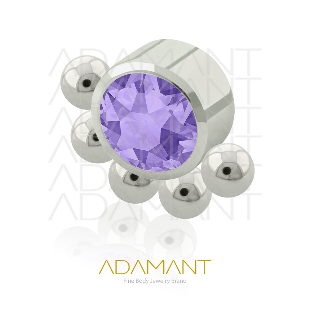 14g, Titanio Accesorio Rosca, 1.2mm Patrón de rosca, Queen, Bezel Set, Cubic Zirconia
