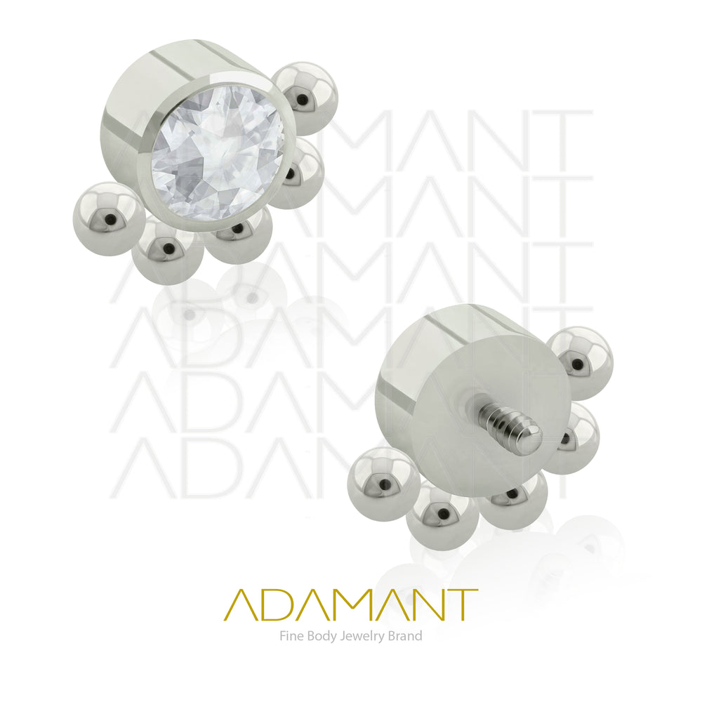 14g, Titanio Accesorio Rosca, 1.2mm Patrón de rosca, Queen, Bezel Set, Cubic Zirconia