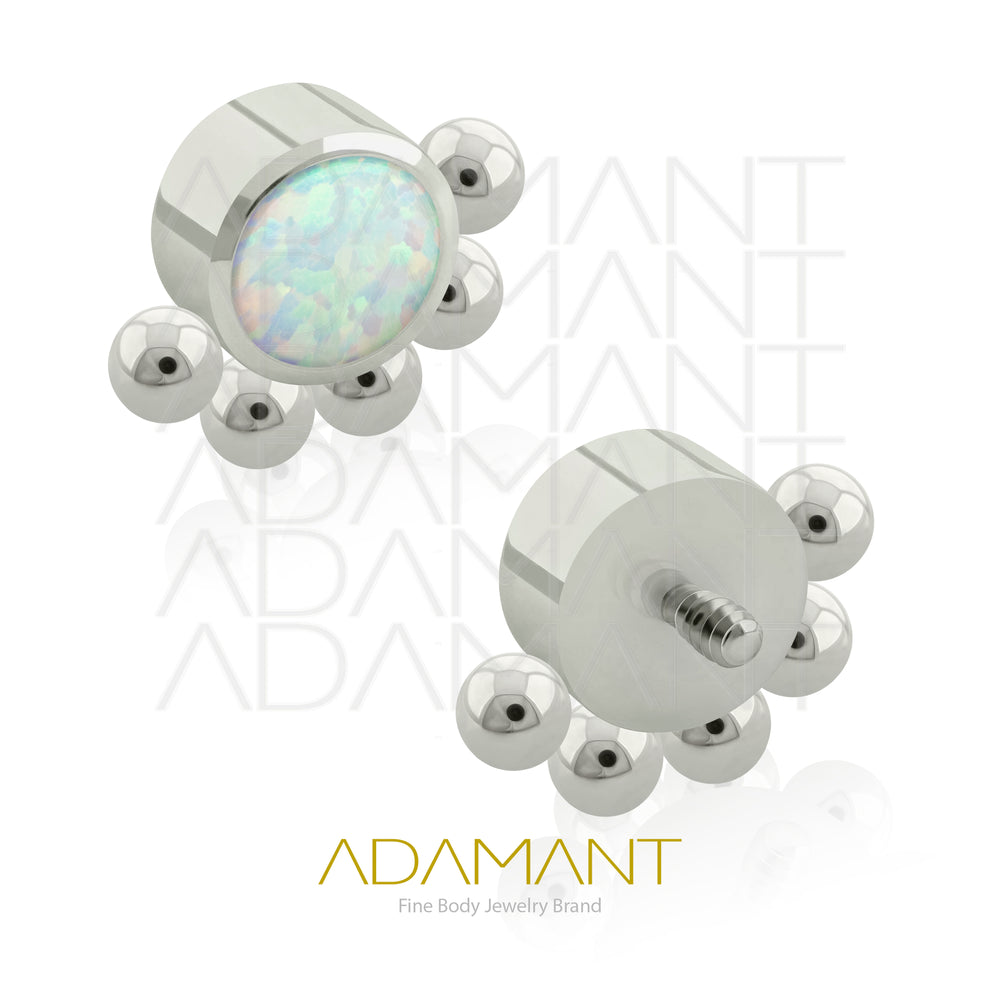 14g, Titanio Accesorio Rosca, 1.2mm Patrón de rosca, Queen, Bezel Set, Opal