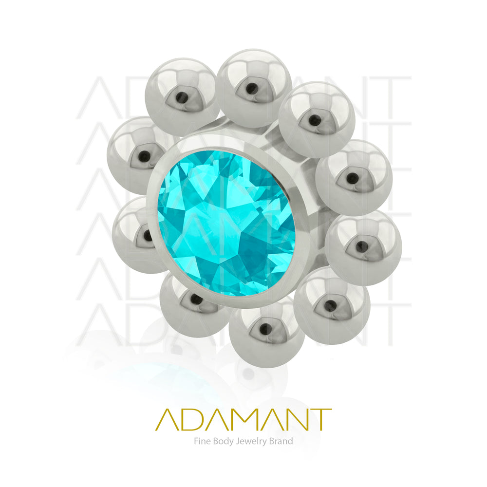14g, Titanio Accesorio Rosca, 1.2mm Patrón de rosca, Sol, Bezel Set, Cubic Zirconia