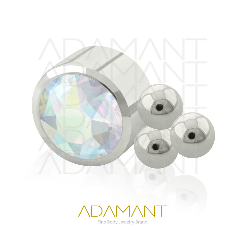 14g, Titanio Accesorio Rosca, 1.2mm Patrón de rosca, TRI, Bezel Set, Cubic Zirconia