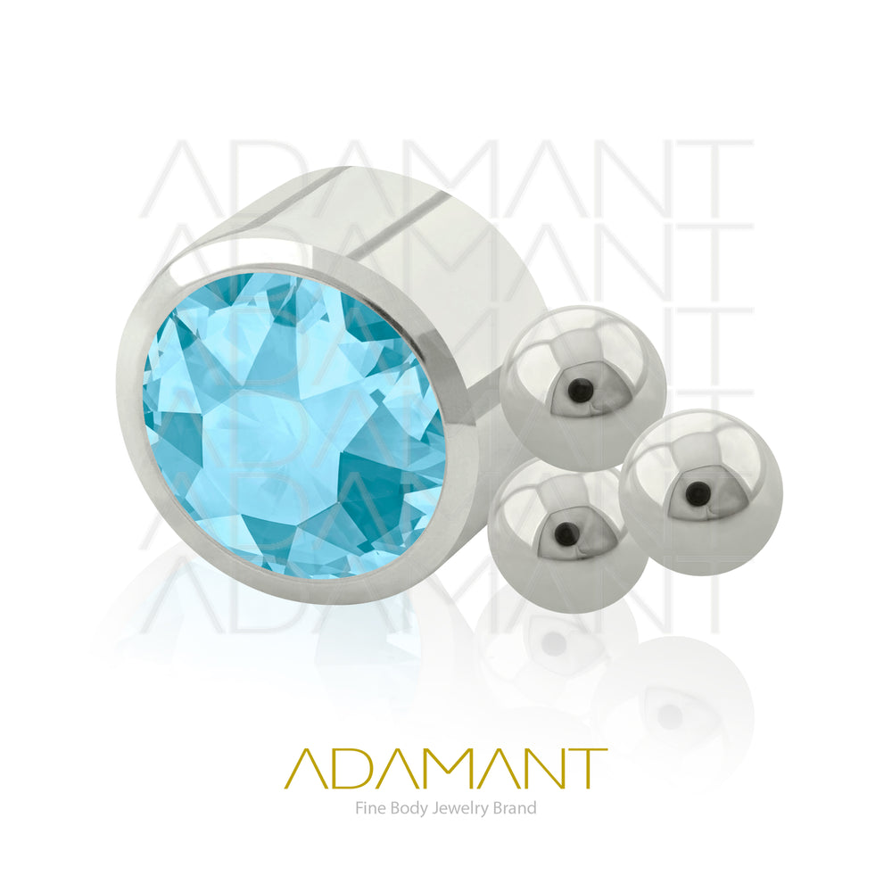 14g, Titanio Accesorio Rosca, 1.2mm Patrón de rosca, TRI, Bezel Set, Cubic Zirconia