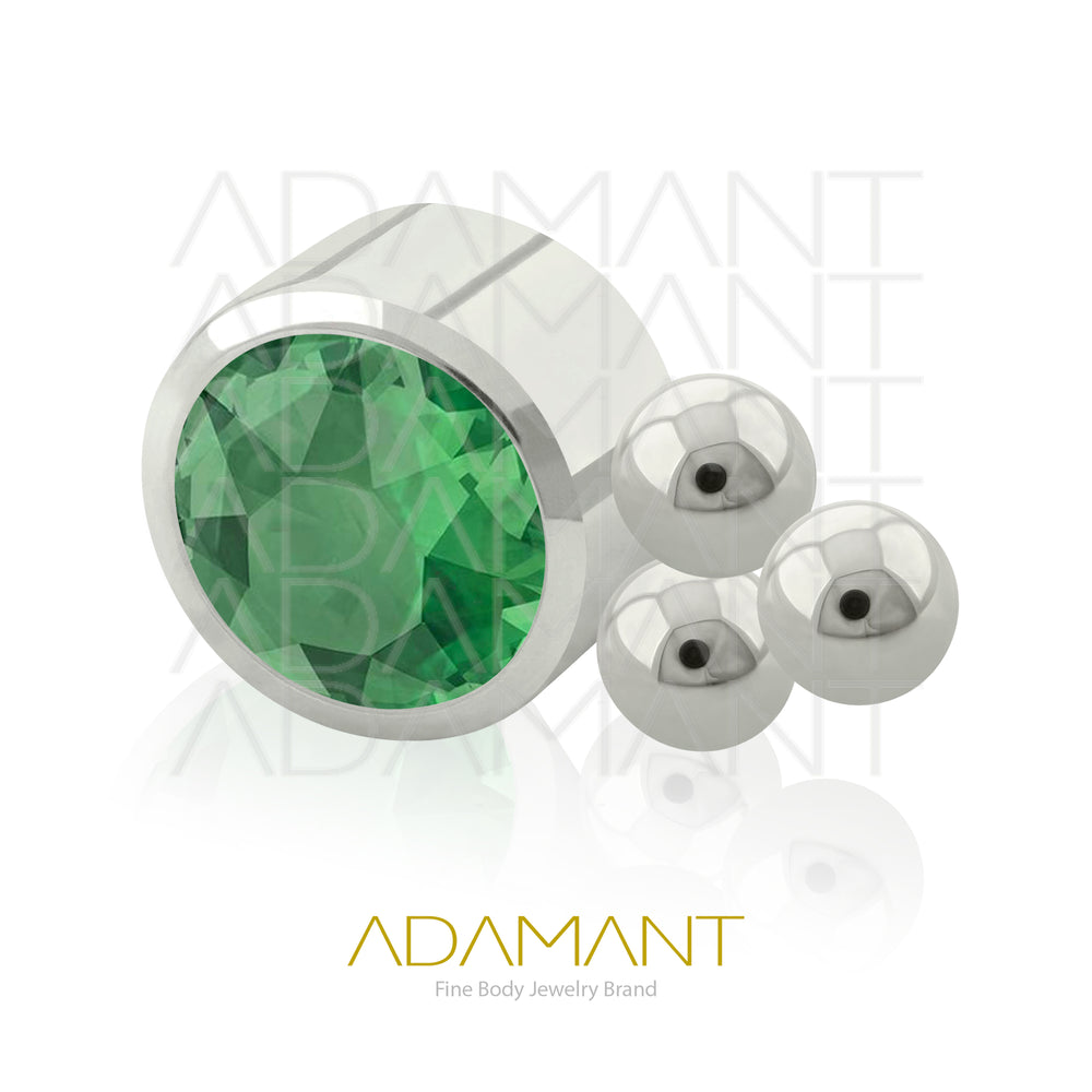 14g, Titanio Accesorio Rosca, 1.2mm Patrón de rosca, TRI, Bezel Set, Cubic Zirconia