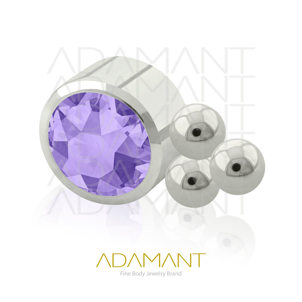 14g, Titanio Accesorio Rosca, 1.2mm Patrón de rosca, TRI, Bezel Set, Cubic Zirconia